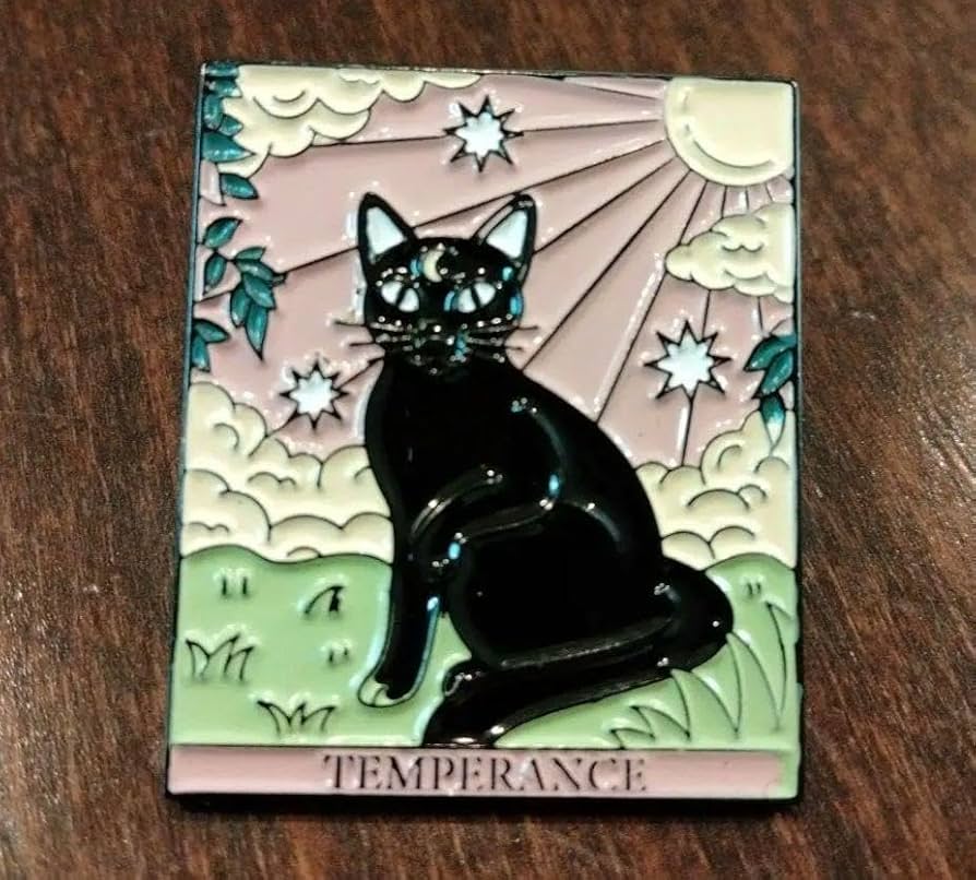 Amazon | 黒猫タロット TEMPERANCE ピンバッジ 太陽 猫 占い